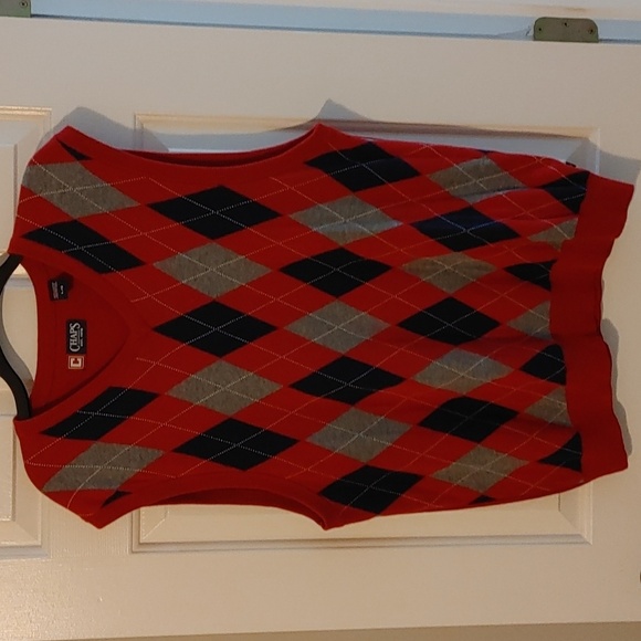 Chaps Other - Chaps Red Argyle Sweater Vest Size Large Oversized Eclectic Grandpa Y2K Preppy